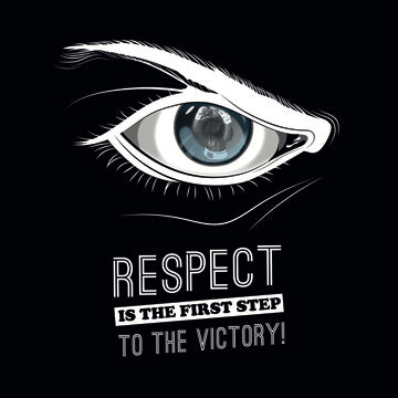 Respect is the first step to the victory (Fighter spiegelt sich im Auge)