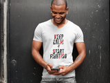 Unisex V-Neck T-Shirt - Keep Calm & Start Fighting