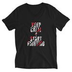 Unisex -T-Shirt mit V-Ausschnitt - Keep Calm & Start Fighting