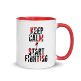 Kaffeetasse mit farbiger Innenseite - Keep Calm & Start Fighting