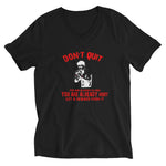 Baumwoll Unisex T-Shirt mit V-Ausschnitt - Don't quit