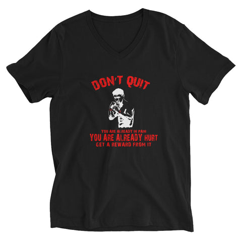 Cotton unisex T-shirt with V-neck - Don't quit