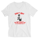 Baumwoll Unisex T-Shirt mit V-Ausschnitt - Don't quit